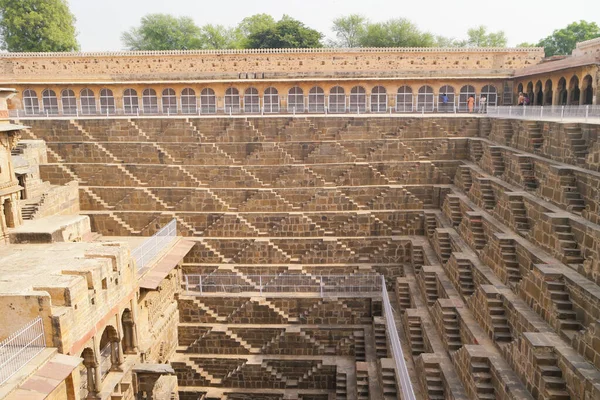 Λεπτομέρειες Του Chand Baori Παλαιότερο Βαθύτερο Και Μεγαλύτερο Βήμα Πηγάδια — Φωτογραφία Αρχείου