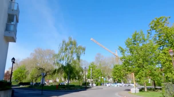 Uma Bela Vista Torre Guindaste Parque Chalons Champagne França — Vídeo de Stock