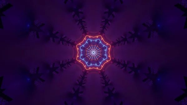 Rendering Futuristic Kaleidoscopic Patterns Neon Purple Vibrant Colors — Stock Photo, Image