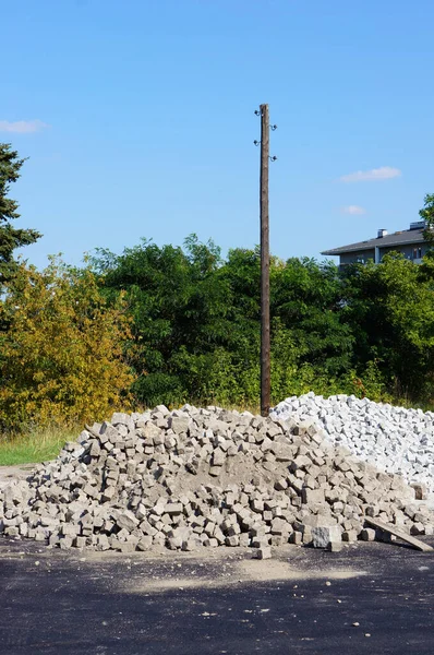 Montón Muchas Piezas Piedra Día Soleado —  Fotos de Stock