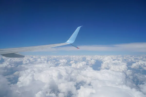 Disparo Ala Avión Las Nubes — Foto de Stock