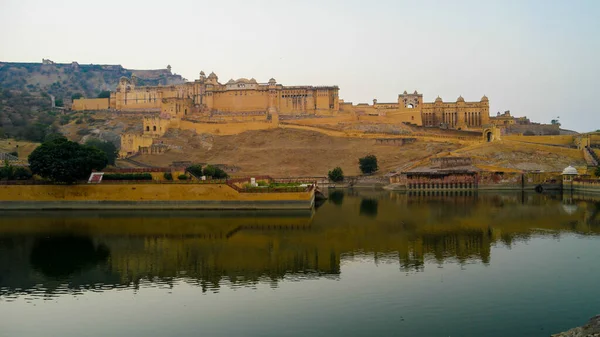 Jaipur Yakınlarındaki Görkemli Amber Kalesi Rajasthan Hindistan — Stok fotoğraf