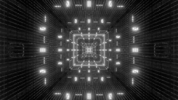 Futuristischer Science-Fiction-Weltraumtunnel mit leuchtenden Lichtern — Stockvideo