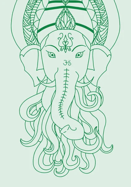 Uma Ilustração Esboço Silhueta Lorde Ganesha Sobre Fundo Verde — Fotografia de Stock