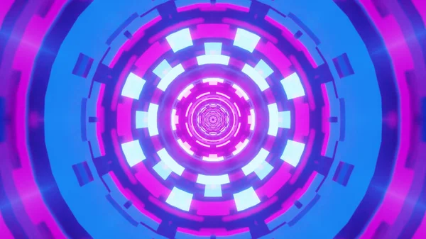 Eine Wiedergabe Futuristischer Kaleidoskopischer Muster Leuchtenden Neonvioletten Und Blauen Farben — Stockfoto