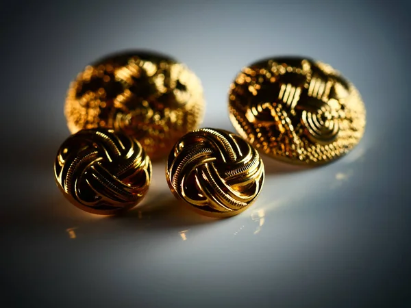 Closeup Golden Decorative Buttons Table Lights — 图库照片