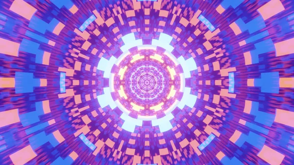 Una Representación Patrones Caleidoscópicos Futuristas Colores Vibrantes Azul Neón Púrpura — Foto de Stock