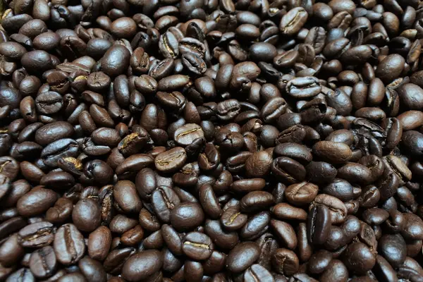 Felső Lövés Pörkölt Kávébab Tökéletes Háttér — Stock Fotó