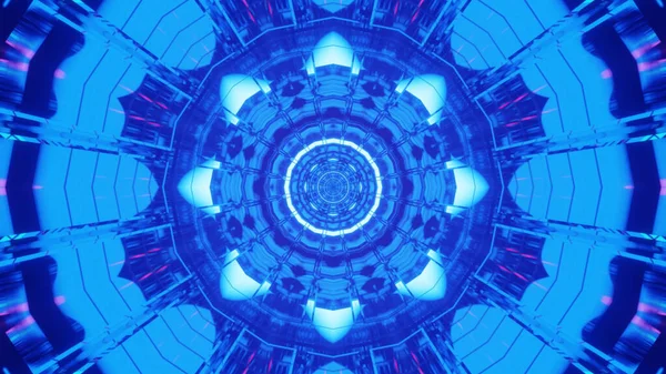 Eine Wiedergabe Futuristischer Kaleidoskopischer Muster Blauer Lebendiger Farbe — Stockfoto