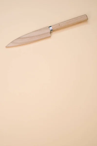 Closeup Shot Classic Japanese Knife Isolated Pink Background Copyscape — Stock Photo, Image