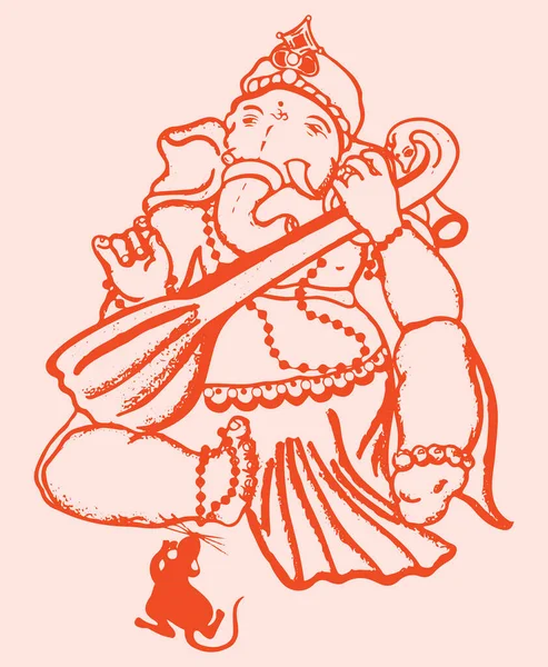 Illustration Skiss Lord Ganesha Siluett Rosa Bakgrund — Stockfoto