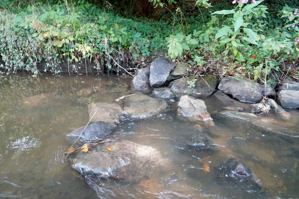 Primer Plano Rocas Ásperas Agua Del Río Que Fluye —  Fotos de Stock