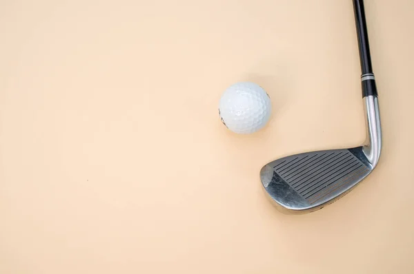 Closeup Shot Golf Ball Club Isolated Pink Background — 图库照片