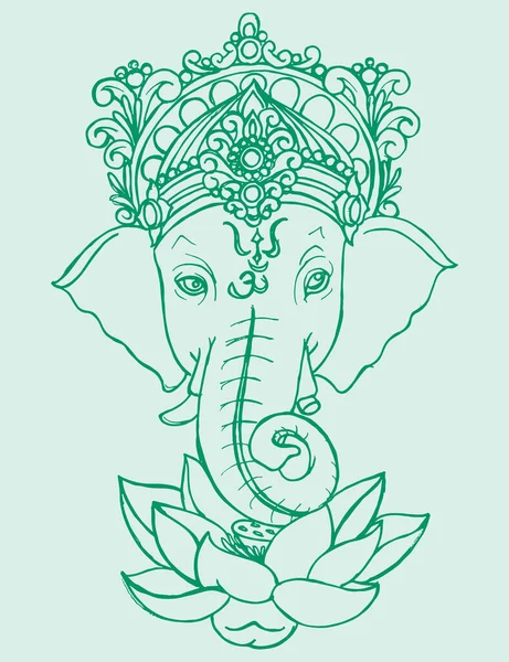 Illustration Sketch Lord Ganesha Silhouette Green Background — Stock Photo, Image