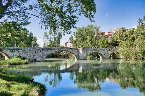 Den Gamla Bron Puentecillas Romerskt Ursprung Över Floden Carrion Den — Stockfoto