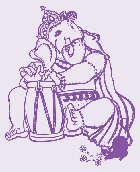 Uma Ilustração Esboço Silhueta Lord Ganesha Sobre Fundo Roxo — Fotografia de Stock