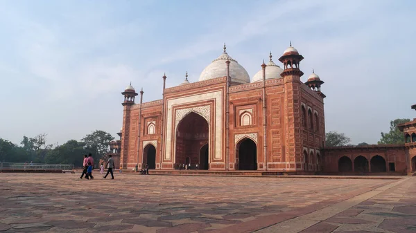 Mausolée Marbre Blanc Ivoire Taj Mahal Sur Rive Sud Rivière — Photo