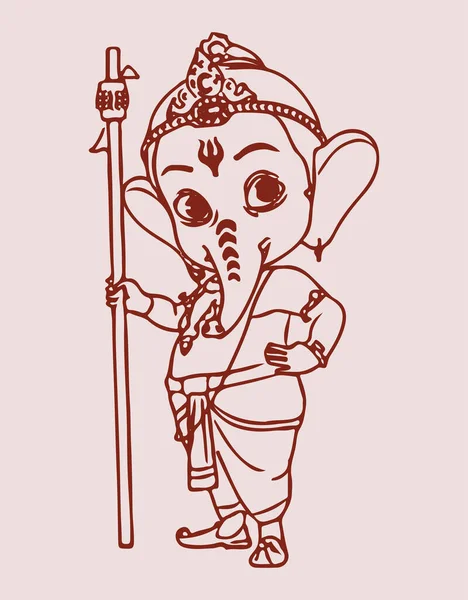 Illustration Einer Skizze Von Lord Ganesha Silhouette Auf Rosa Hintergrund — Stockfoto
