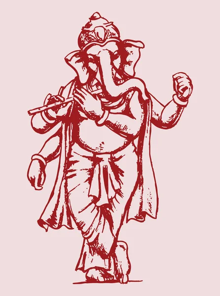 Ilustracja Szkicu Lord Ganesha Sylwetka Różowym Tle — Zdjęcie stockowe