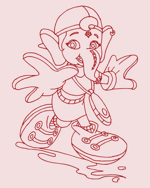 Uma Ilustração Esboço Silhueta Lord Ganesha Sobre Fundo Rosa — Fotografia de Stock