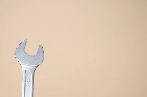 Closeup Shot Open Wrench Isolated Pink Background — 图库照片