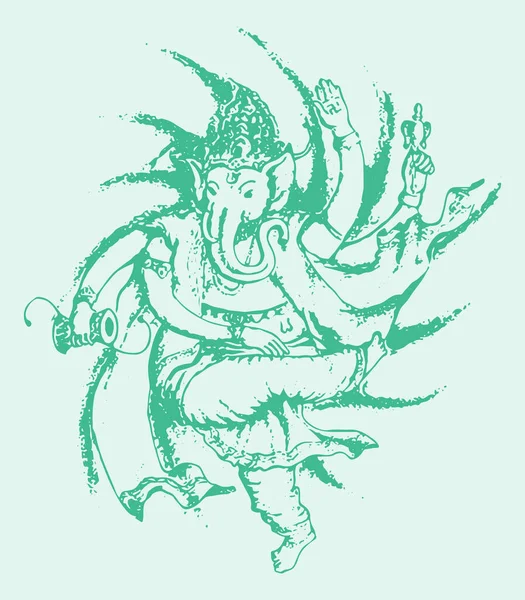 Illustration Skiss Lord Ganesha Siluett Grön Bakgrund — Stockfoto