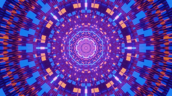 Rendering Futuristic Kaleidoscopic Patterns Neon Blue Purple Vibrant Colors — Stock Photo, Image