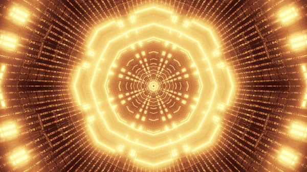 Візуалізація Футуристичного Наукового Фону Геометричними Формами Золотими Світлодіодними Вогнями — стокове фото