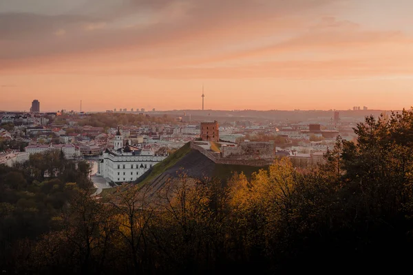 Tre Korsets Kulle Vilnius Litauen Solnedgången — Stockfoto