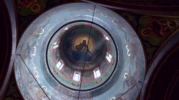 以耶稣为教堂内部形象的4K圆顶的渲染 — 图库视频影像
