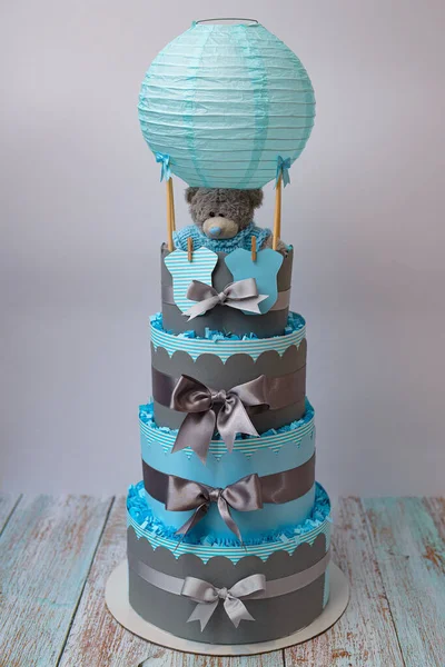 Vertical Shot Diaper Cake Baby Shower — Stock Photo, Image