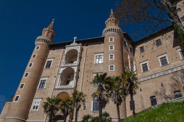 Plano Bajo Ángulo Del Palacio Ducal Urbino Urbino Italia — Foto de Stock