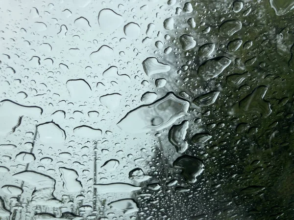 Closeup Shot Large Raindrops Front Window Car — Stock Photo, Image