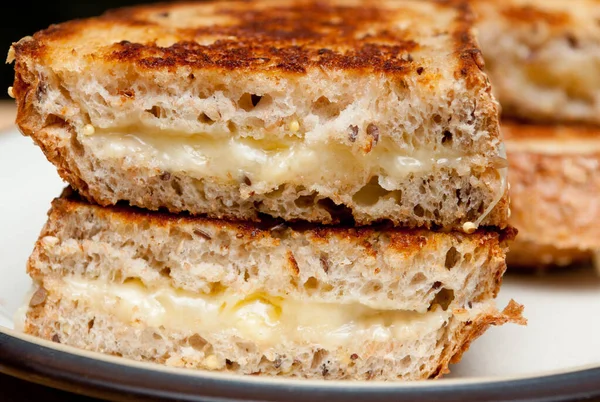 Closeup Shot Delicious Fried Cheese Bread White Plate — Stock Photo, Image