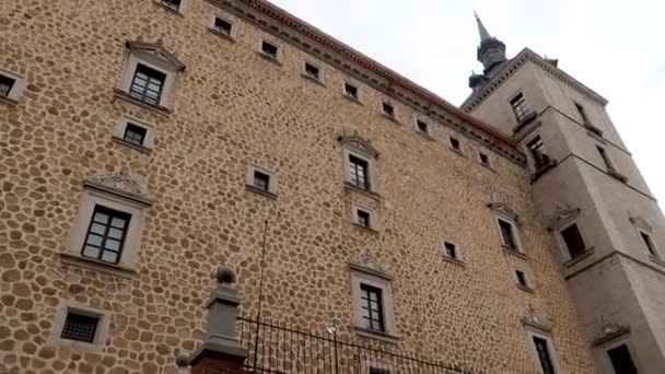 Plan Faible Angle Château Toledo Espagne Lors Une Journée Nuageuse — Video