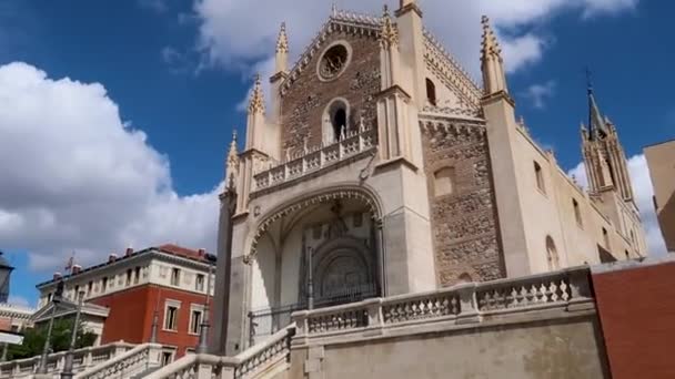 Ein Schöner Blick Auf Die Kathedrale San Jeronimo Madrid Spanien — Stockvideo