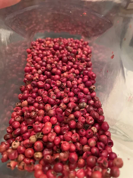 Closeup Shot Organic Dried Pink Peppercorns — Stock Photo, Image