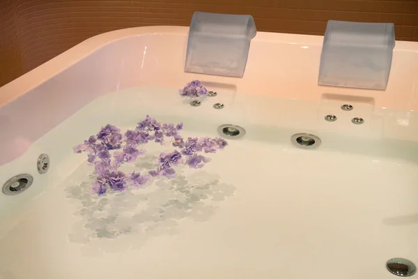 Une Baignoire Remplie Eau Lavande Violette — Photo