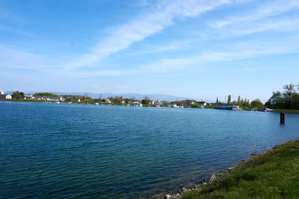 Piccolo Porto Sul Bellissimo Fiume Reno Germania — Foto Stock