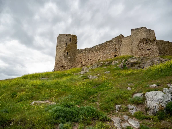 Enisala Fästning Ruiner Ett Grönt Fält Molnig Himmel Dobrogea Regionen — Stockfoto