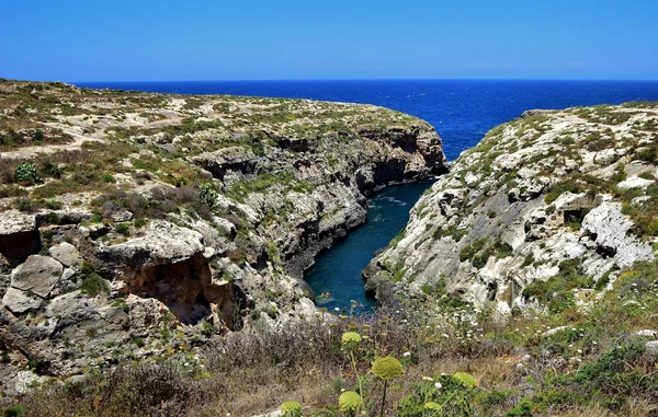 Gozo Malta Június 2015 Part Menti Fulladt Völgy Vagy Ria — Stock Fotó