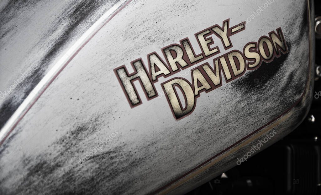 PORTO CERVO, ITALY - Sep 09, 2015: Porto Cervo Italy - sardinia,  : harley davidson logo classic motorcycle vintage