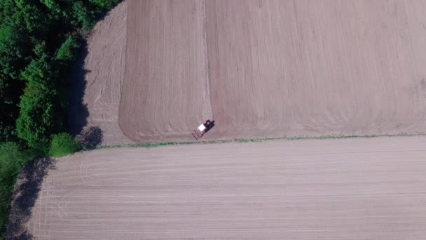 Veduta Aerea Della Mietitrice Agricola Che Lavora Nel Settore Agricolo — Video Stock