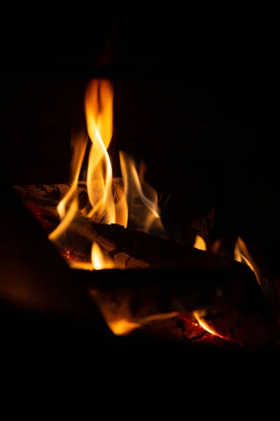 Closeup Shot Fire Flames Dark — Stock Photo, Image