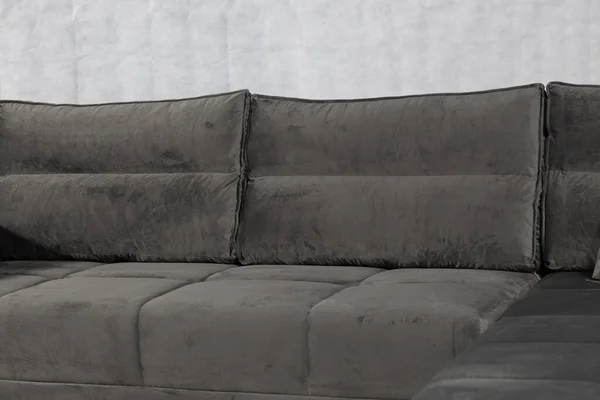 Closeup Large Grey Couch Pillows Indoors — Stock Photo, Image