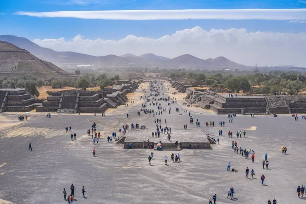 Mexico City Mexico Februarie 2020 Panorama Piramidei Soarelui Teotihuacan Mexic — Fotografie, imagine de stoc