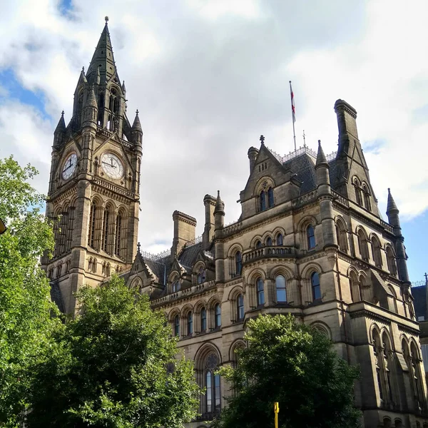 Una Vista Panorámica Del Famoso Ayuntamiento Manchester Reino Unido —  Fotos de Stock