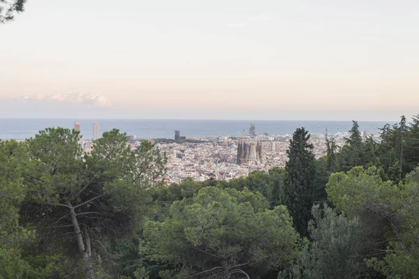 Потрясающий Вид Столицу Барселоны Каталонском Регионе Испании Безоблачным Небом — стоковое фото