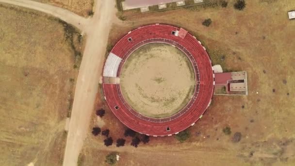 Une Séquence Aérienne Stade Circulaire Sur Terrain — Video