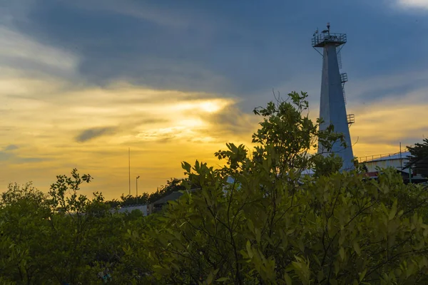 Una Vista Ipnotizzante Bellissimo Faro Tramonto — Foto Stock